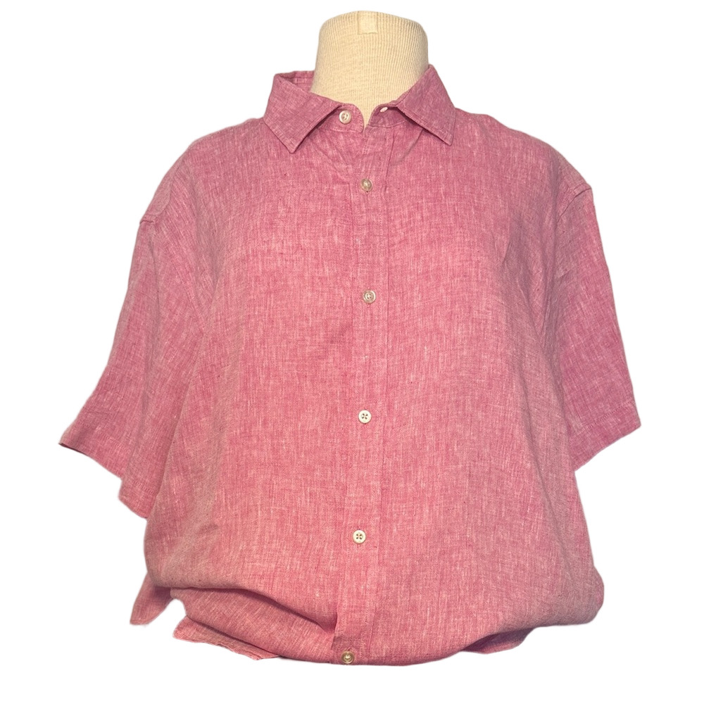 Banana Republic Camden Standard Fit 100% Linen Pink Button Up Shirt Men’s Large